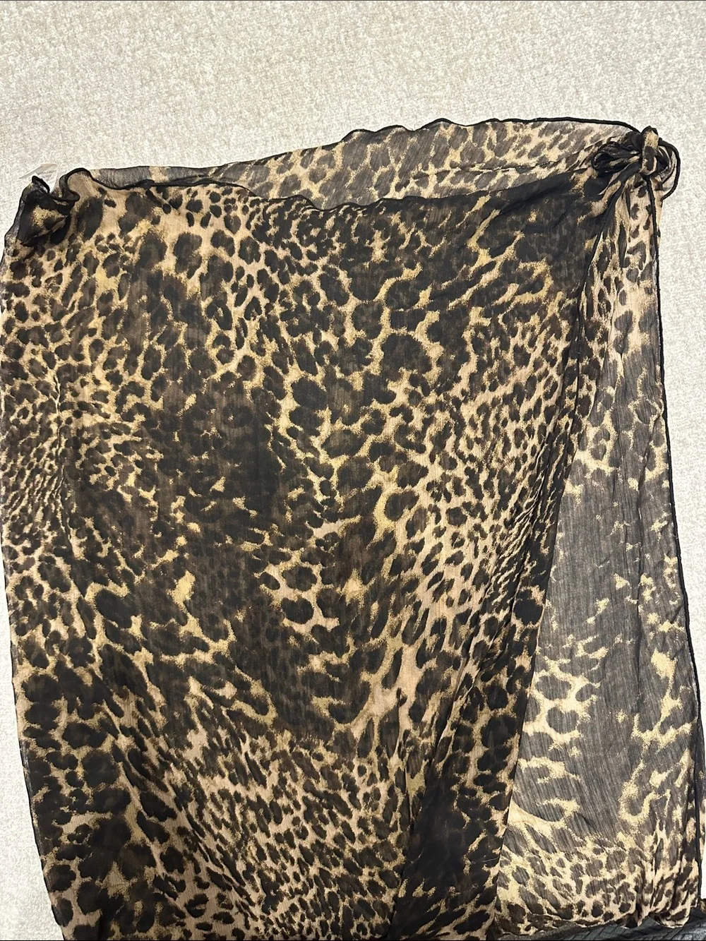 Beach cover up Leopard Print Lightweight Scarf - Black & Brown
